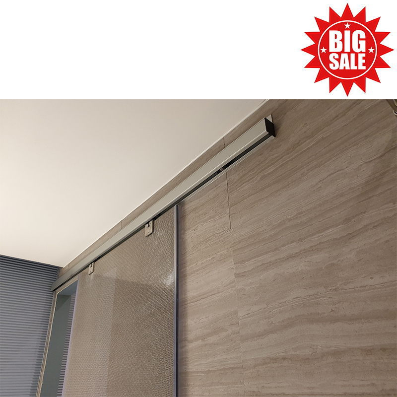 Sliding door hardware for glass, with soft close