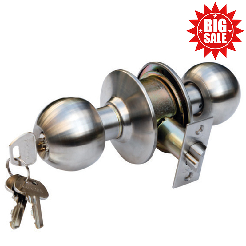 Push and key knob lock set