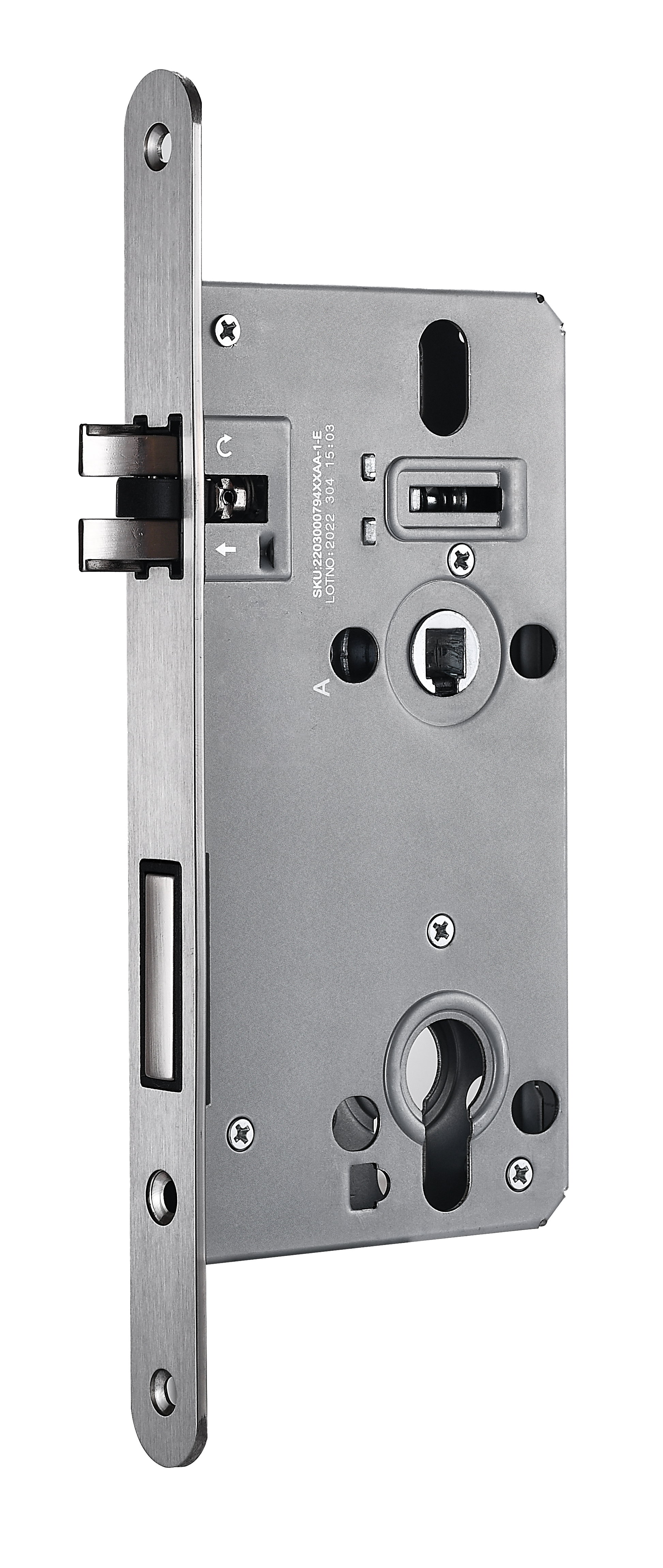 Silent mortise lock for profile cylinder