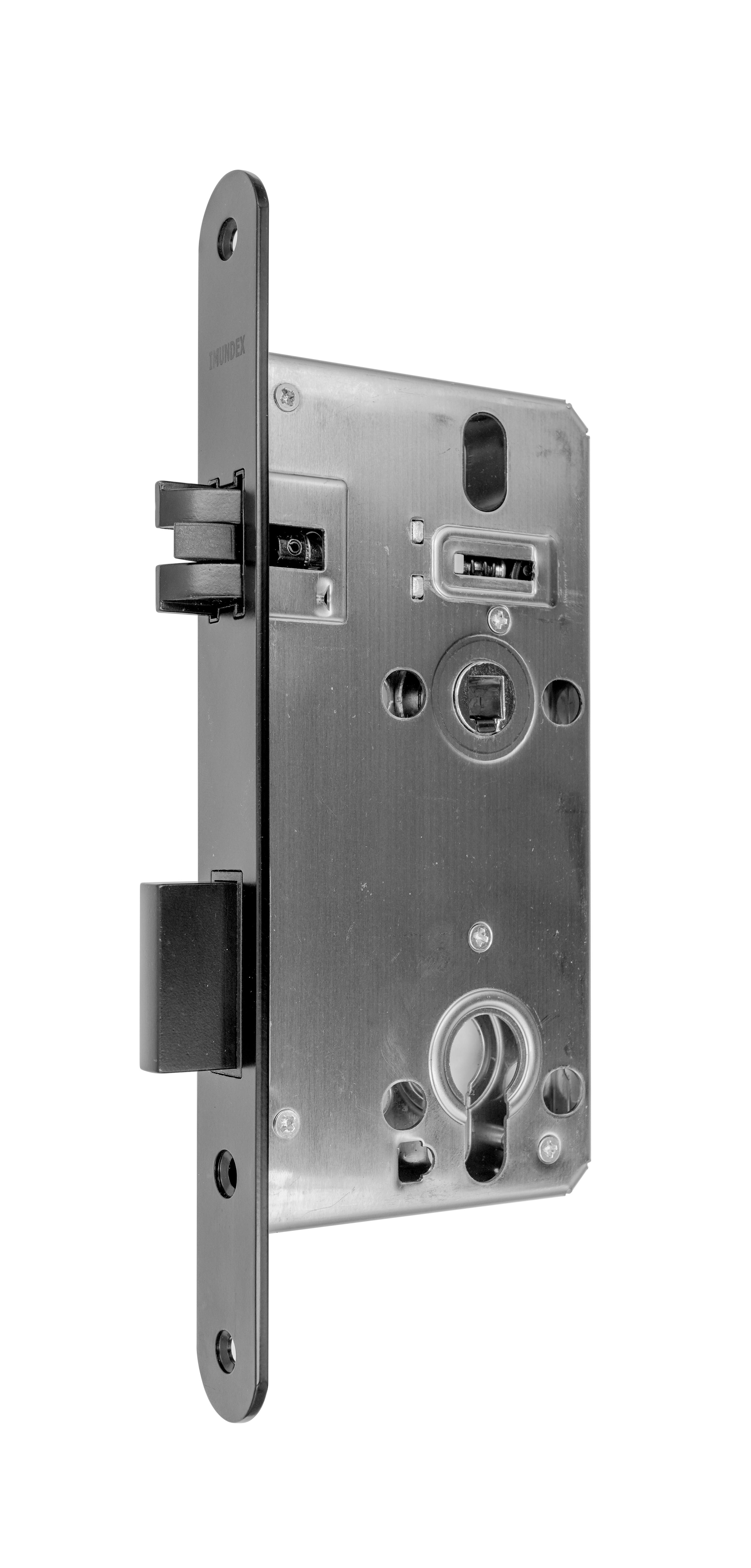 Silent mortise lock for profile cylinder