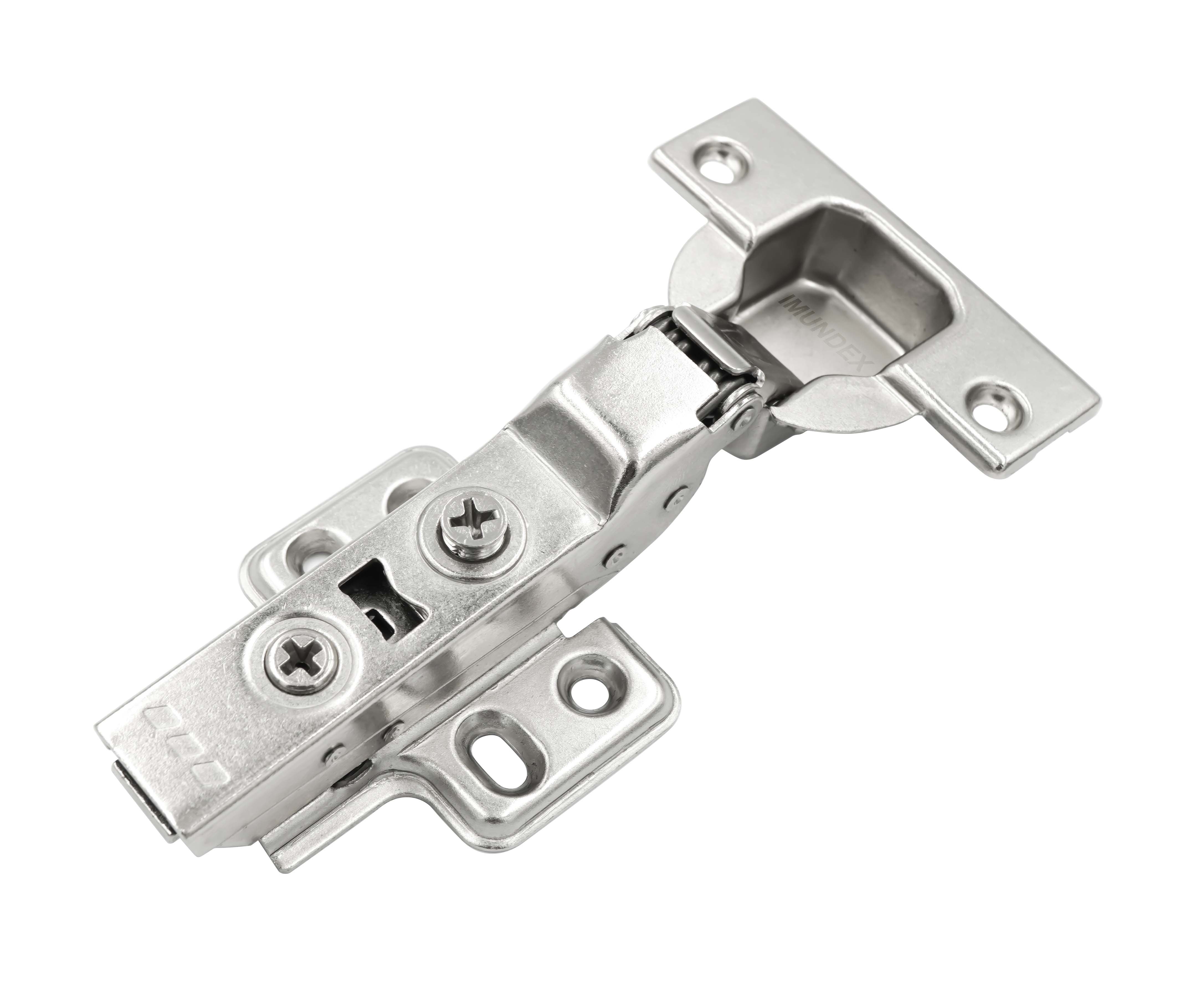 Bản lề thép mạ Niken lắp cài giảm chấn_Gỗ dày đến 28mm_Trùm nửa